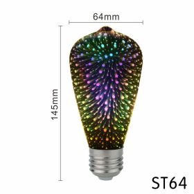 3D Led Bulb Star Fireworks E27 Vintage Edison Night Light 110V 220V A60 ST64 G80 G95 G125 Holiday Novelty Decoration Lighting (Wattage: 220V, Emitting Color: ST64)